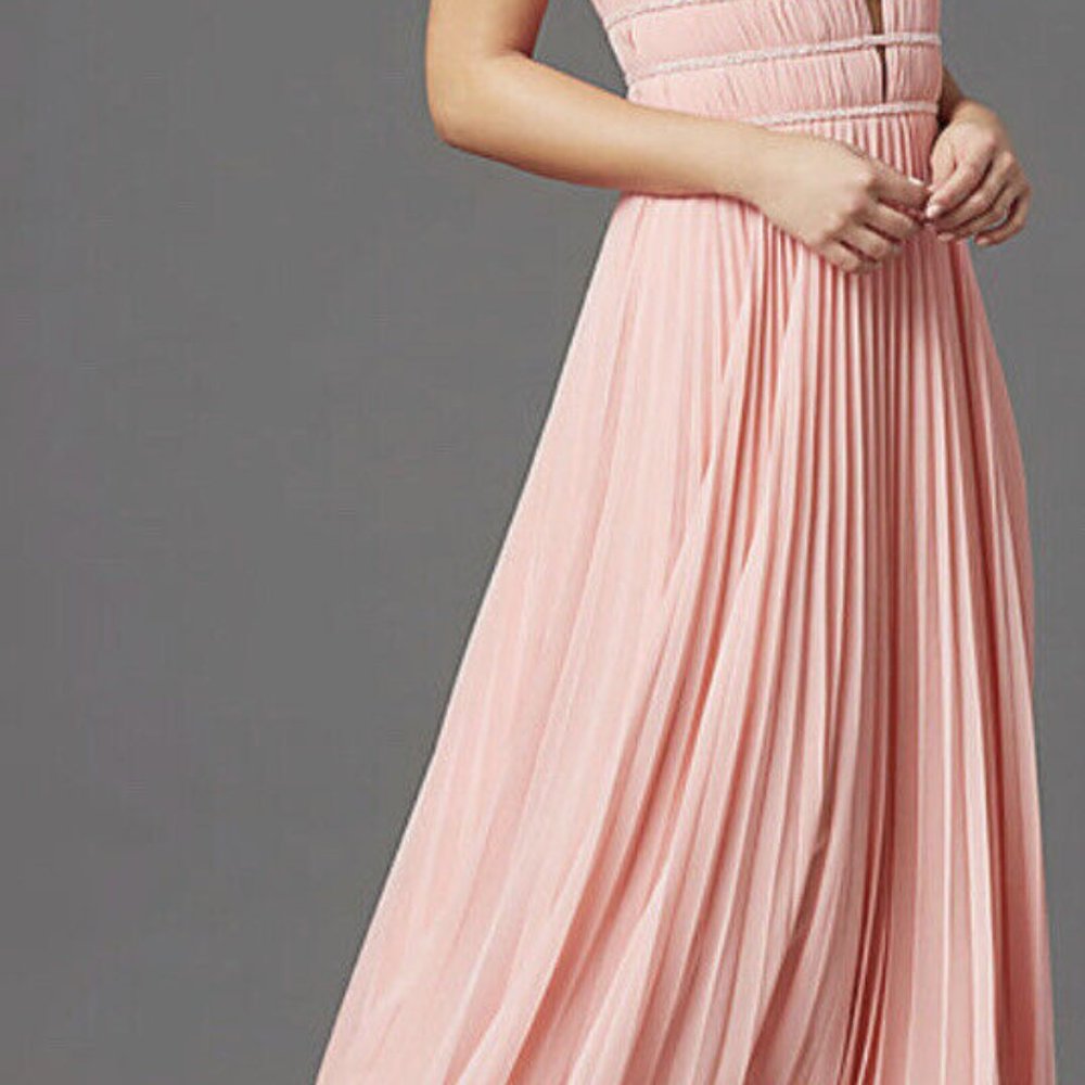 Dress Mattox Blush Deep V Ball Gown Embellished Silver Prom Bridesmaids